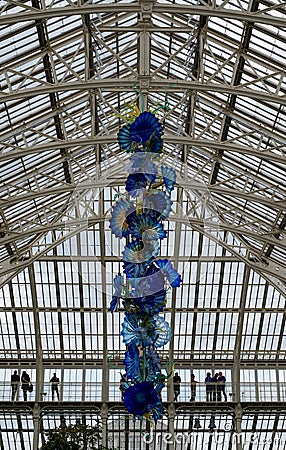 Dale Chihuly exhibit `Persians` in the Temperate House at Kew Gardens, London UK. Stock Photo