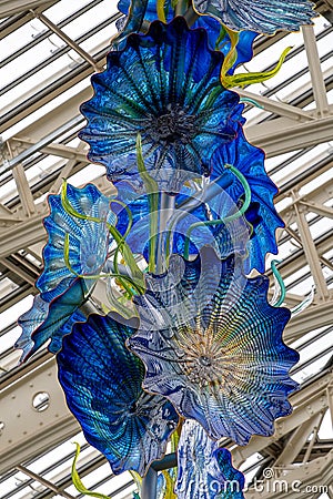 Dale Chihuly exhibit `Persians` in the Temperate House at Kew Gardens, London UK. Stock Photo