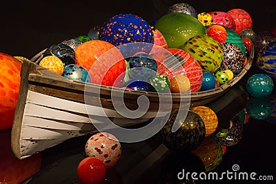 Dale Chihuly Glass Artist Boat with Ball Floats Editorial Stock Photo