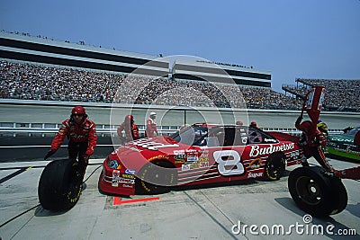 Dale Earnhardt Jr's pit crew races to complete his pit shop Editorial Stock Photo