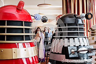 Daleks at a convention Editorial Stock Photo