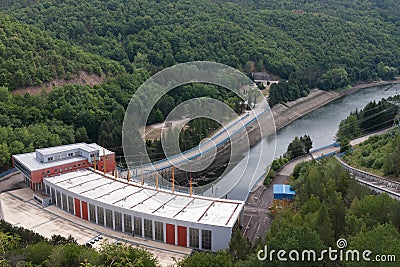 Dalesice hydro power plant on the Jihlava river Stock Photo