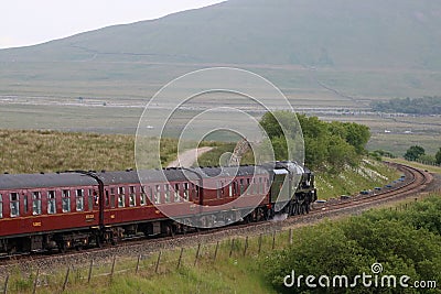 Dalesman train leaves Blea Moor Settle to Carlisle Editorial Stock Photo