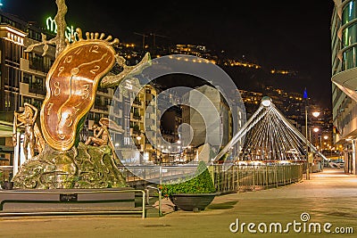 Dali melting clock statue evening view Editorial Stock Photo