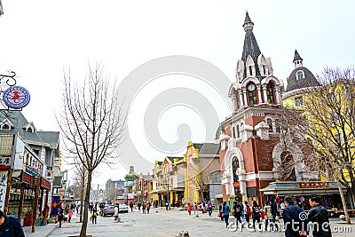 DALIAN, CHINA - April 5, 2015 : Russian street and architecture Editorial Stock Photo