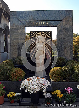 Dalida Tomb in the cemetery of Montmartre in Paris Editorial Stock Photo