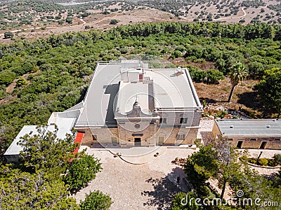 Aerial view of the Deir Al-Mukhraqa Carmelite Monastery in northern Israel Editorial Stock Photo
