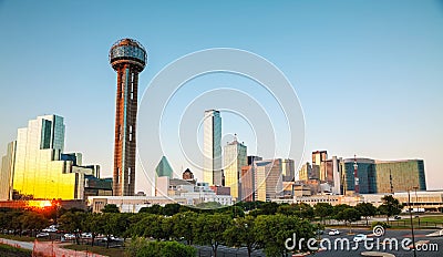 Dallas cityscape in the evening Stock Photo