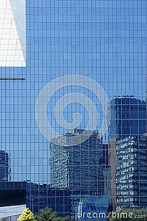 Dallas downtown city mirror skyscraper buildings Stock Photo