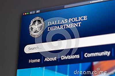 Dallas Police Department website homepage. Close up of Police Dept logo Editorial Stock Photo