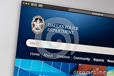 Dallas Police Department website homepage. Close up of Police Dept logo. Editorial Stock Photo