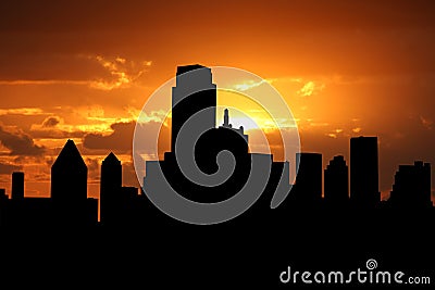 Dallas Skyline at sunset Stock Photo