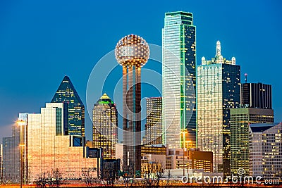 Dallas skyline at sunset Stock Photo