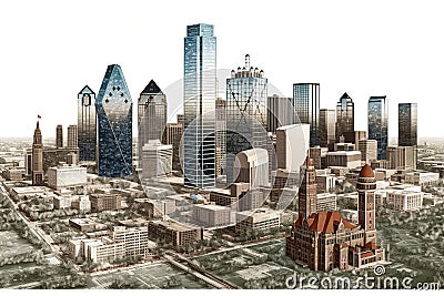 Dallas texas isolated on white background. Generated by AI Stock Photo