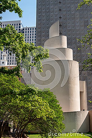 Dallas, Texas - May 7, 2018: Thanks-giving Square, in Dallas, Texas, hosts the non-denominational Thanks giving Chapel Editorial Stock Photo