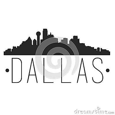 Dallas Texas Skyline Silhouette City Design Vector Famous Monuments. Vector Illustration