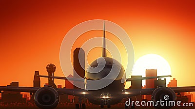 Dallas Texas USA America Skyline Sunrise Take Off Stock Photo