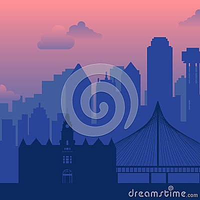 Dallas, USA famous city scape view background. Vector Illustration