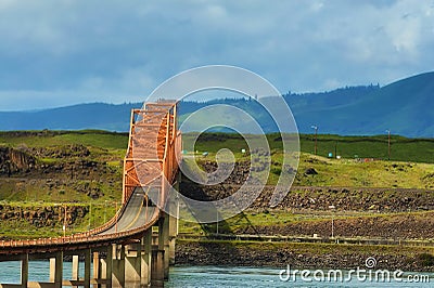 The Dalles Bridge in the Columbia River Gorge Stock Photo