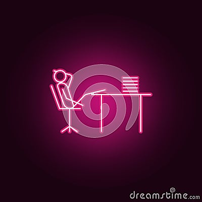 dally at work outline icon. Elements of Lazy in neon style icons. Simple icon for websites, web design, mobile app, info graphics Stock Photo