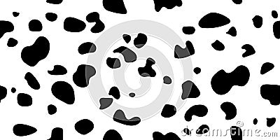 Dalmatian or cow seamless pattern. Animal print with black stains. Puppy, leopard or cheetah skin texture for fabric Vector Illustration