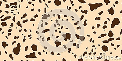 Dalmatian, giraffe seamless horizontal pattern. Spotted animal texture of dog, leopard, cow and cheetah. African Vector Illustration