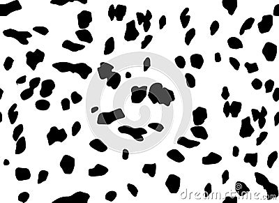 Dalmatian seamless pattern. Horizontal background, black chaotic spots Vector Illustration