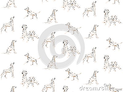 Dalmatian Seamless pattern white spotted fur, funny cartoon dalmatain dogs breed , pet background. Animal puppy design Vector Illustration