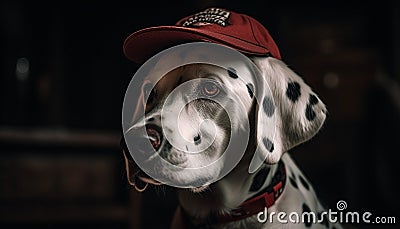 Dalmatian wearing cap Stock Photo