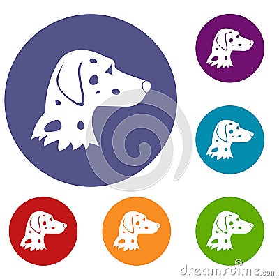 Dalmatians dog icons set Vector Illustration