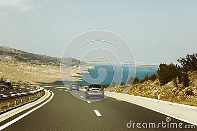Dalmatina highway in Croatia near Adriatic sea Editorial Stock Photo