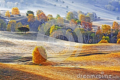 Dam Autumn in Inner Mongolia Stock Photo