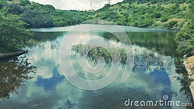 Dam with cloud reflection Stock Photo