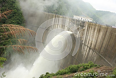 Dam discharge flood water Stock Photo