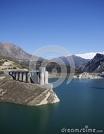 Dam at high altitude Stock Photo