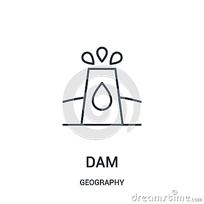 dam icon vector from geography collection. Thin line dam outline icon vector illustration Vector Illustration