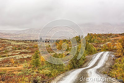 Dam at the lake Stor Sverje , Norway Stock Photo