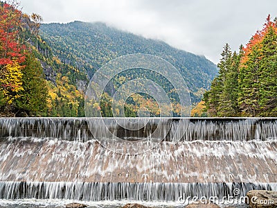 The dam of Lower Ausable Lake in Adirondacks Stock Photo