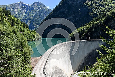 Dam of Malvaglia on Blenio valley Stock Photo