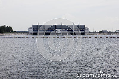 Dam and reservoir Stock Photo