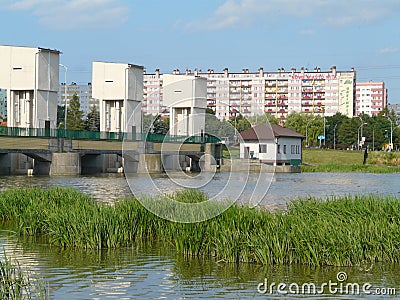 RZESZOW-The dam on the Wislok River ,Poland Stock Photo