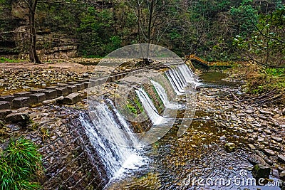 The dam in Zhangjiajie National Forest Park Stock Photo