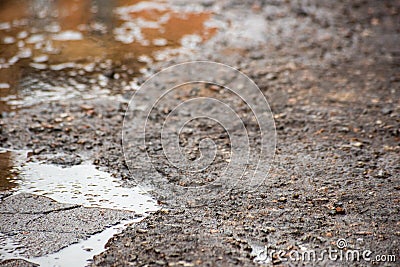 Damage to the hard road with water Stock Photo