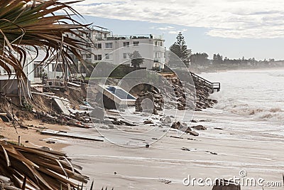 Damaged beach front homes Editorial Stock Photo