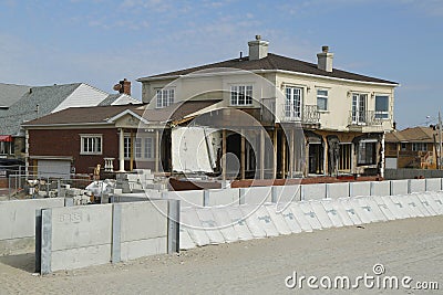 Damaged beach house in devastated area one year after Hurricane Sandy Editorial Stock Photo