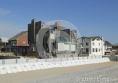 Damaged beach house in devastated area one year after Hurricane Sandy Editorial Stock Photo