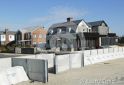 Damaged beach house in devastated area one year after Hurricane Sandy Editorial Stock Photo