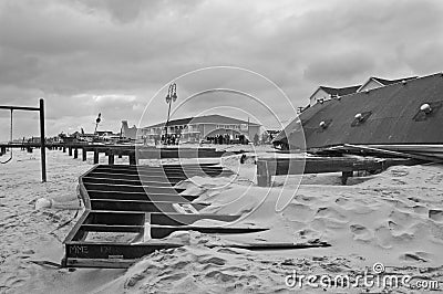 Damaged Boardwalk Belmar Editorial Stock Photo