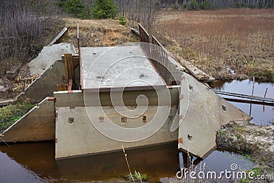 Damaged bridge Stock Photo