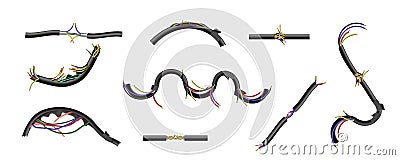 Damaged Cables Set Vector Illustration